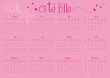 Calendrier 2011 - Côté Fille - fêtes vacances jours fériés
