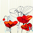 Stripped background with flowers