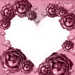 Pink roses heart frame in vintage style