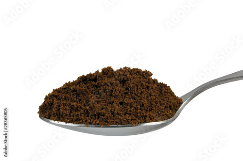 Photo: Spoonful of fine ground medium roasted Arabica coffee espresso Spoonful of fine ground medium roasted Arabica coffee espresso
