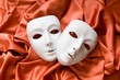 Theatre concept with the white plastic masks