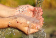 Woman's hands with water splash