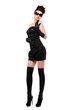 Sexy young woman in a black dress. Isolated