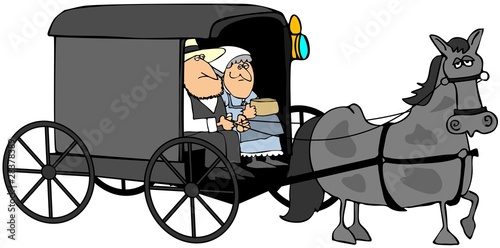 Illustration: Amish Couple In A Buggy Amish Couple In A Buggy