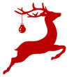 Flying Reindeer & Christmas Ball Red