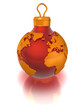 christmas ball with world map, isolated