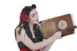 pretty girl listening music on radio pretty girl listening music on radio