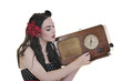 pretty girl listening music on radio pretty girl listening music on radio