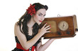pretty girl listening music on radio pretty girl listening music on radio