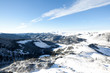 Blue sky over snowy white mountains