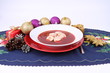 Polish Christmas Eve dish:clear borscht with dumplings (uszka)
