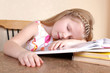 girl sleep at books