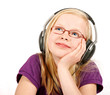 white girl listening to music in headphones