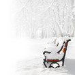 Red bench in the snow Red bench in the snow