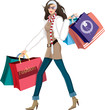 Vector: Beautiful young woman with shopping bags Beautiful young woman with shopping bags