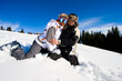 Skiers smile for the camera Skiers smile for the camera