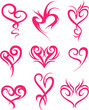 set of red heart symbol set of red heart symbol