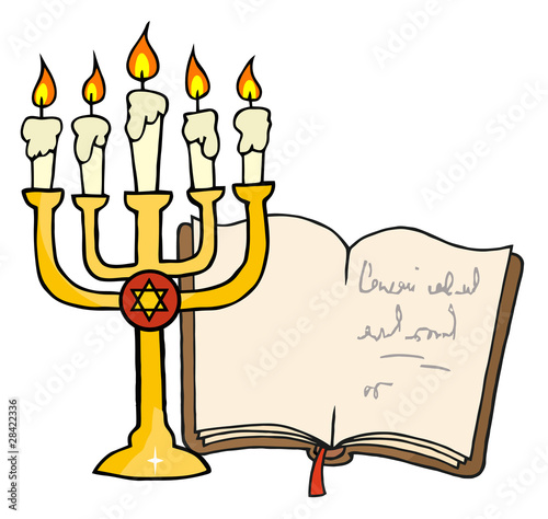 Golden Menorah And Book