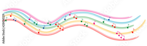 Illustration: Pentagramma colorato con note Pentagramma colorato con note