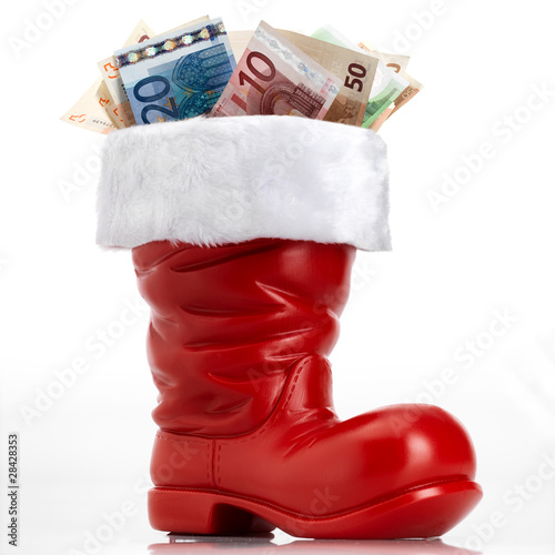 Photo: Santa Claus shoe with money Santa Claus shoe with money