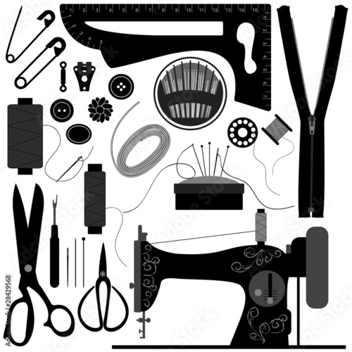 Vector: Sewing Tailor Retro Black Sewing Tailor Retro Black