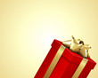 Red gift with gold bow vector background Red gift with gold bow vector background