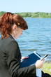 Photo: Business lady working outdoor Business lady working outdoor
