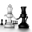A couple king/queen, looking to the pawns