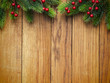 Christmas fir tree on wooden board