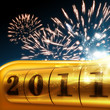 Silvester Feuerwerk auf blauem Hintergrund 2011
