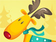 Christmas greeting card with  Rudolf the reindeer