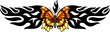 The butterfly with orange and yellow wings in centre of
