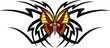 The butterfly with it is yellow orange wings in the centre .