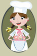 Girl cook with tea set. Girl cook with tea set.