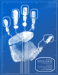Hand being scanned before access is granted.
