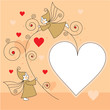 greeting card with elves and hearts greeting card with elves and hearts