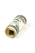heap of old rolled 100 dollars banknotes