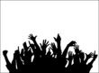 Large group of raising hands