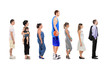 Full length portrait of different men and women standing