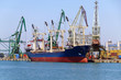 Cargo ship moored in port
