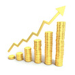 financial growth 3d concept - golden coins as bars financial growth 3d concept - golden coins as bars