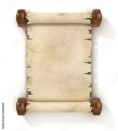 Ilustración: parchment scroll 3d illustration isolated on white background parchment scroll 3d illustration isolated on white background