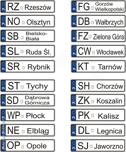 Vector: Polish license plates - polskie tablice rejestracyjne Polish license plates - polskie tablice rejestracyjne