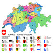 Cantoni della Svizzera: Mappa e stemmi