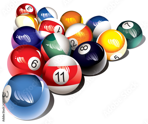 Vektor: Glossy billiard balls set, vector illustration Glossy billiard balls set, vector illustration
