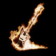 Electronic guitar enveloped flames