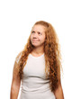 Cute ginger girl thinking