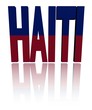 Haiti text with Haitian flag reflected illustration