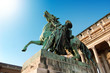 A horse and rider statue at Royal palace in Budapest
