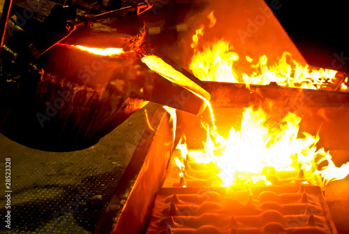 Photo: metal casting process in high temperature metal casting process in high temperature